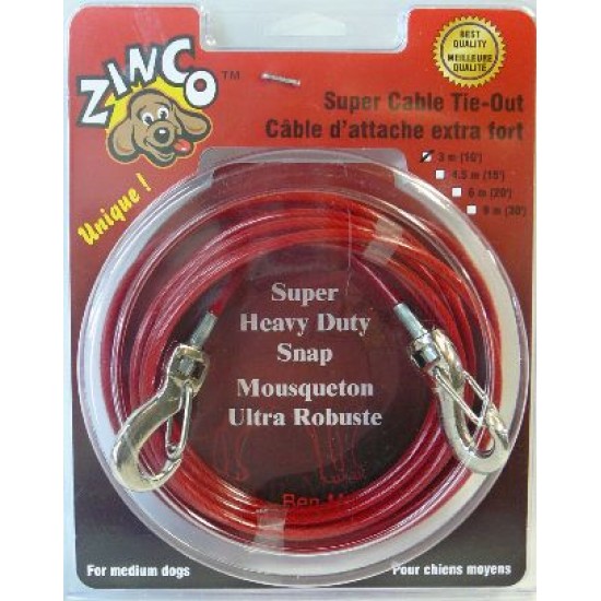 Zinco Cable d'attache extra fort pour chiens moyen 10 pieds