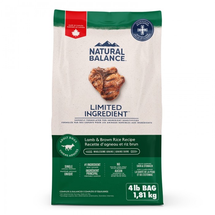 Natural Balance Chien Agneau & Riz Sans Céréales 1.8kg / 4lbs Natural Balance Chien Agneau & Riz Sans Céréales 1.8kg / 4lbs