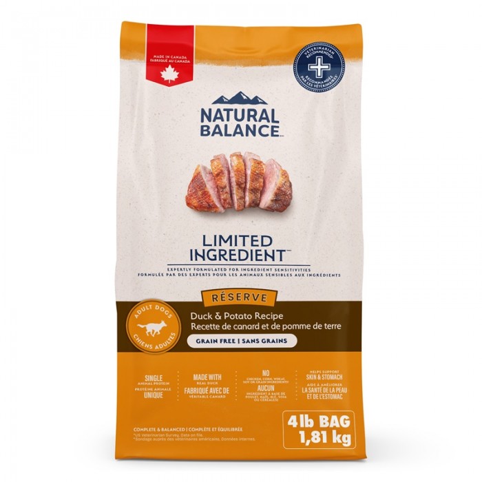 Natural Balance Chien Canard & Patate Sans Céréales 1.8kg / 4lbs Natural Balance Chien Canard & Patate Sans Céréales 1.8kg / 4lbs