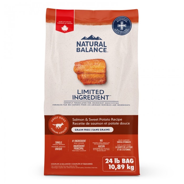 Natural Balance Chien Saumon & Patate Douce Sans Céréales 10.8kg / 24lbs Natural Balance Chien Saumon & Patate Douce Sans Céréales 10.8kg / 24lbs