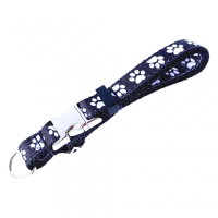 Collier B.M Grosse Patte Blanche Sur Noir 3/4" x 13-20"