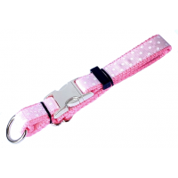Collier B.M Pois Blanc sur Rose Pale 3/4" x13-20"
