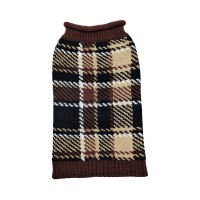 DOGGIE-Q Chandail Carreauté Brun Large 14"  