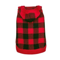 DOGGIE-Q Chandail Carreauté Rouge Medium 14" 