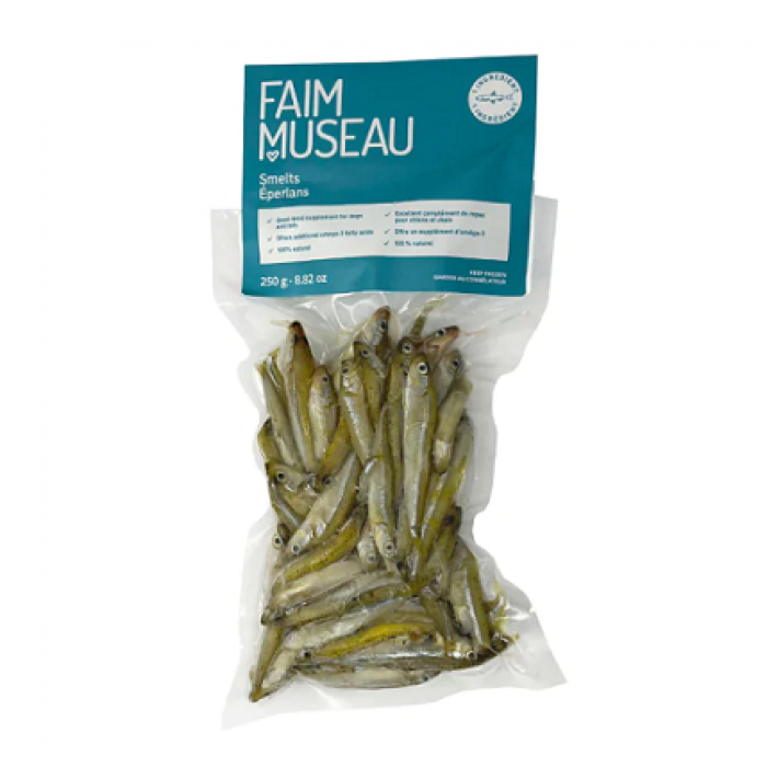 Faim Museau Cru Éperlans Entiers 250g Faim Museau Cru Éperlans Entiers 250g